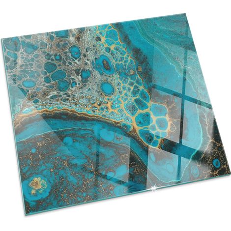Kaminofen Glasplatte Kaminplatte Kaminglas Funkenschutzplatte Dekorative Sicherheitsglas Abstraktes organisches Muster Quadratisch 50x50 cm