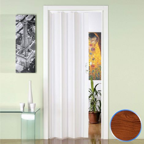 Porte pliante accordéon intérieur en pvc 88,5x214 cm mod. Luciana couleur cerisier