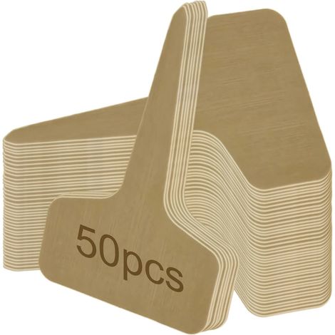 50 x Plant Labels, Wood Labels for Flower Pots, T-Shaped Vegetable Plant Labels, for Vegetables, Herbs, Seeds and Potted Plants En Forme de T Étiquette Plante Potagère, pour Légumes, Herbes Aromatiqu (1/5)