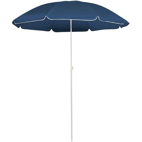 Parasol de jardin rond 180 cm – Parasol extérieur inclinable et hauteur réglable en acier bleu avec 8 baleines (1/5)