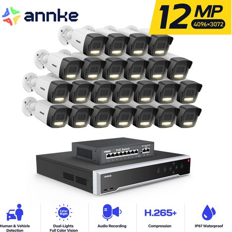 ANNKE 12MP Kit de Vidéosurveillance Filaire 32CH NVR 24×Caméras Intelligente Double Lumière Vision Nocturne,Alerte Email,APP/PC à Distanc PoE Kit Caméra de Surveillance Extérieure (1/5)