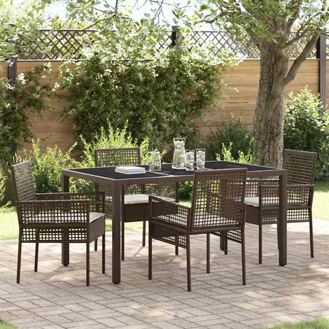 Set da Pranzo per Giardino 5 pcs Marrone polyrattan vidaXL