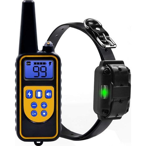 Collier de dressage pour chiens rechargeable IP67 étanche portée 800m avec 99 niveaux vibration, choc électrique, sonore.