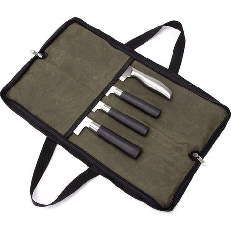 Estuche para cuchillos, Bolsa para cuchillos de chef, Doble cremallera, Bolsa para cuchillos, apta para utensilios de cocina (verde militar) (1/5)