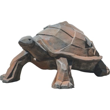 Jardinex – Sculpture jardin tortue cubique – H. 25 cm – Résistante aux intempéries – Patine artisanale demi-rouille – Décoration extérieure unique (1/4)