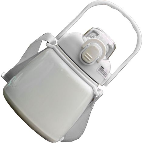 Bouteille isotherme 650 ml en acier inoxydable 304 avec paille, idéale pour le bureau, l'école ou les activités de plein air (blanche). (1/5)