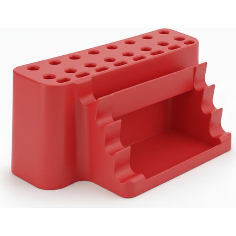 Organizador de pinceles, soporte rojo con bandeja, 26 plazas (1/3)