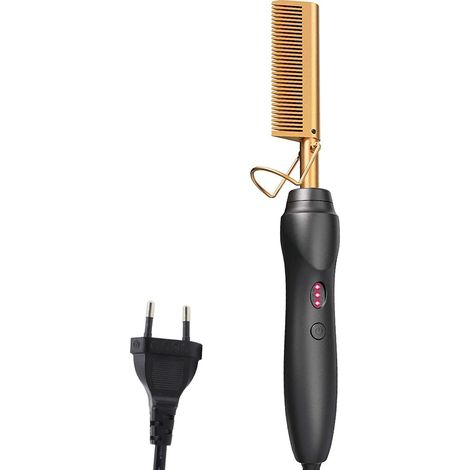 peine alisador de cerámica con control de temperatura y cable giratorio de 360°, para usar en cabello húmedo y seco. (1/5)