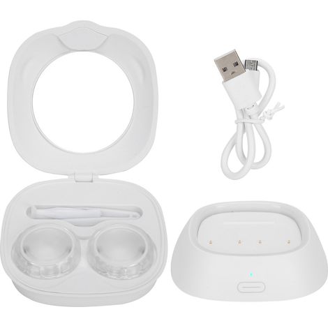 Nettoyeur de Lentilles de Contact Électrique Étanche USB Rechargeable Blanc (1/5)