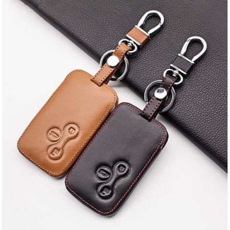 Coque clé,Protecteur de carte à puce en cuir pour voiture, pour Renault Clio Logan Megane 2 3 Koleos Scenic 3 boutons - Type pink (1/4)
