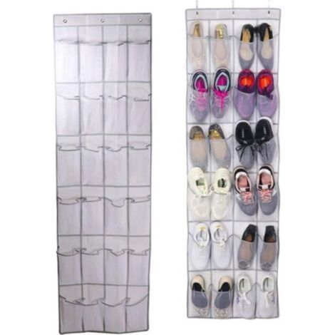 Hängender Schuhorganizer, Türhänger, platzsparender Schuhorganizer für Türen, 24 Fächer, Küche, Kleiderschrank, Schlafzimmer, Zuhause - Crezuo