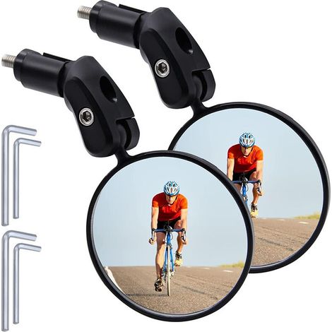 Miroirs De Vélo, Miroir Convexe pour Guidon, 360° Réglable Haute Définition Rétroviseur de Vélo pour Le vélo de Montagne Moto (2 Pièces)