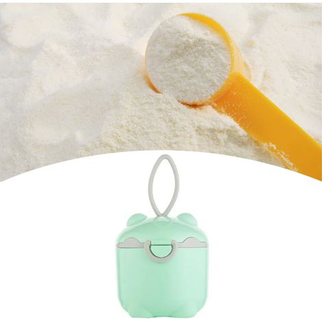 Distributeur de Lait en Poudre Portatif en Forme d'Ourson, Récipient Hermétique pour Collations et Fruits, Couleur Verte (1/5)