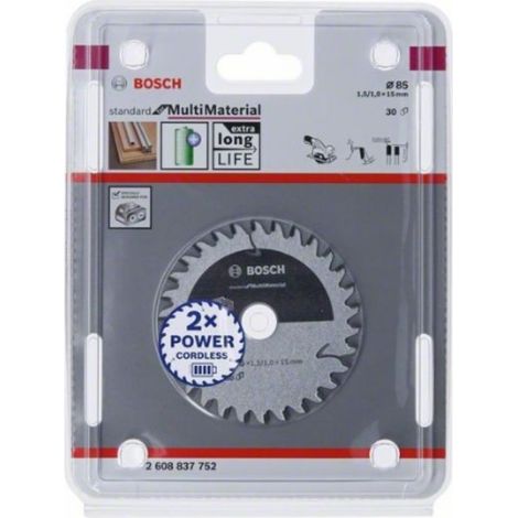 Disco de sierra Standard Multi Material 85x15x30D:CL BOSCH 2608837752 (1/6)