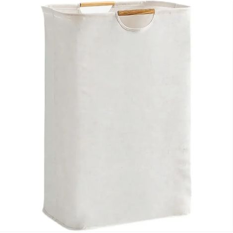 Panier à linge pliable en coton beige, grand panier à linge sale, 1 pièce (1/3)