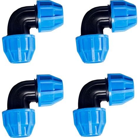 Lot de 4 Raccords Plomberie Coudés en Polyéthylène de 25 mm - Raccord Coudé à 90° - Raccord Coudé en Plastique PP - Pour PPR, PE, PVC et autres (1/5)
