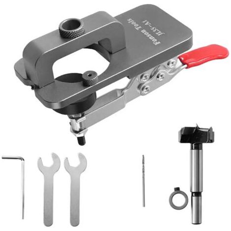 [JAMAIS UTILISÉ]Gabarit de perçage de trous pour menuiserie, gabarit de perçage de charnière 35mm avec fixation en alliage d'aluminium (1/4)