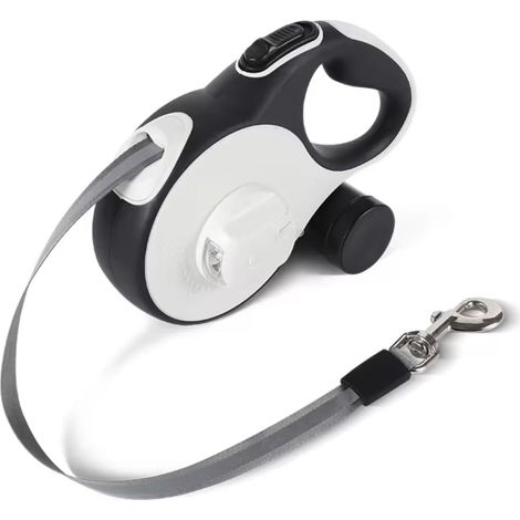 Laisse rétractable pour chien avec lumière LED, longueur 16 pieds, poignée antidérapante, rotation à 360°, anti-emmêlement (1/5)