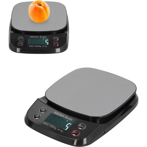 Elektronische Küchenwaage, wasserdichte Küchenwaage, wiederaufladbare Edelstahl-Gebäckwaage, schwarzes wiederaufladbares Modell, 10 kg/1 g (1/5)
