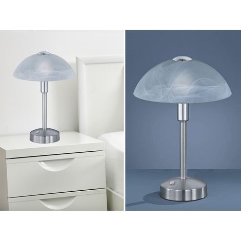 LED Tischleuchte DONNA dimmbar, Silber mit Glasschirm, Höhe 30cm (1/5)