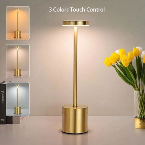 lampe de poser,Lampe de bureau Led sans fil, petite lampe de bureau en métal rechargeable, 2 niveaux de gradation (1/4)