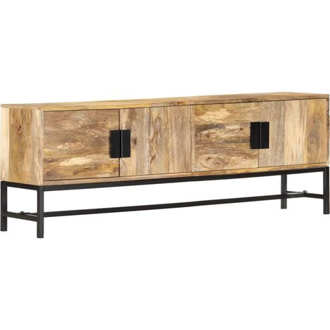Meuble TV pour Salon - Armoire TV 140x30x50 cm Bois massif de manguier BV126981 - BonneVie (1/5)