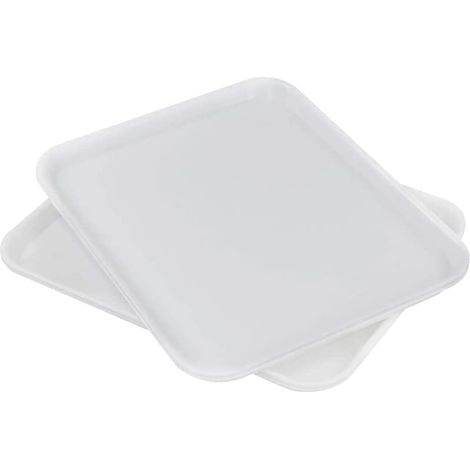 10 Vassoi Rettangolare da Portata in Plastica di colore Bianco con Misura 40x30x2 cm - Vassoi paperino infrangibili impilabili, per Mensa, Ristoranti, Fast Food, Pasticceria, Fai da te (1/5)