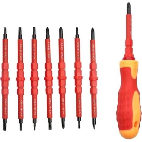 Jeu de tournevis isolés, acier allié au Chrome Vanadium ABS, tournevis à lame Interchangeable pour électricien (1/5)