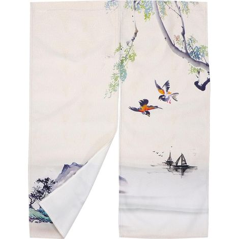 Rideau de Porte Style Chinois en Fibre de Polyester Décoratif et Résistant, Panneau de Séparation pour Maison, Chambre Cuisine, Design Peinture Paysage (1/5)
