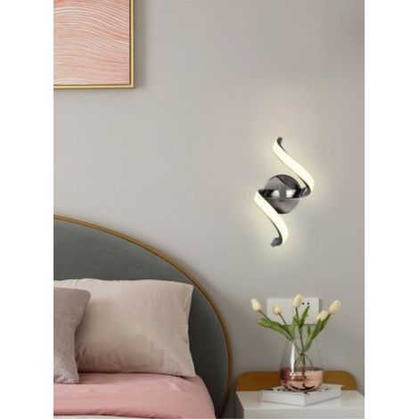 Applique a parete led 9w spirale verticale argento design moderno luce bianco naturale per interno comodino camera Naturale