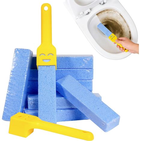 10 Pcs Pierre Ponce WC, Blocs Brosse de Nettoyage en Pierre Ponce, Pierres de Nettoyage Remplaçable avec 2 Poignées pour Toilettes Piscines WC Salle de Bain Cuisine Anti-calcaire et Soins des Pieds (1/5)