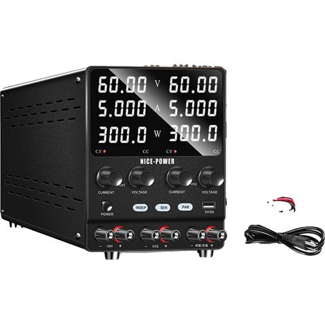 Fuente de alimentación de laboratorio, doble canal, opciones de salida versátiles, 60 V 5 A, doble canal (1/2)