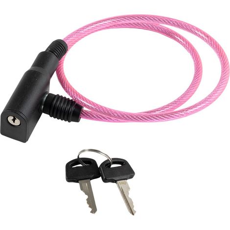 Antifurto a cavo per bicicletta in acciaio rosa rivestito in pvc - dimetro 6 millimetri e lunghezza 650 millimetri - con serratura