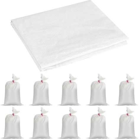 Set di 10 sacchi in tessuto di polipropilene - 80 x 50 cm - Sacchi per cereali - Sacchi antiallagamento - Sacchi per la conservazione - Sacchi da giardino - Sacchi per macerie - Sacchi in tessuto - Sa (1/5)