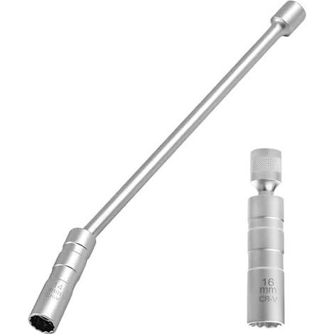 Satz mit 2 Zündkerzenschlüsseln 14 mm 16 Zündkerzen 12-kant 3/8" 360° drehbarer magnetischer Steckschlüssel Zündkerzensteckschlüssel Werkzeug für Reparaturen - (1/5)