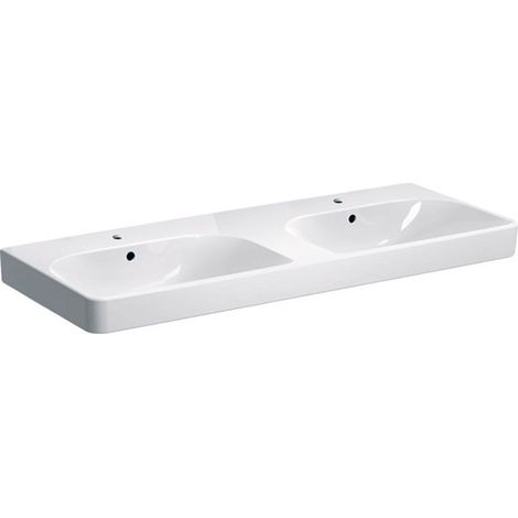 Geberit Smyle Square lavabo double 500223, 120x48cm, avec trou