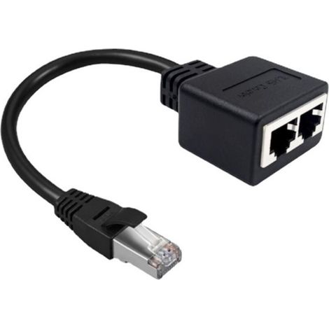 RJ45 1 auf 2 Netzwerkadapter, RJ45 A Stecker/Buchse Dual-Adapter (15 cm). Wird zum Umschalten von Netzwerken verwendet.