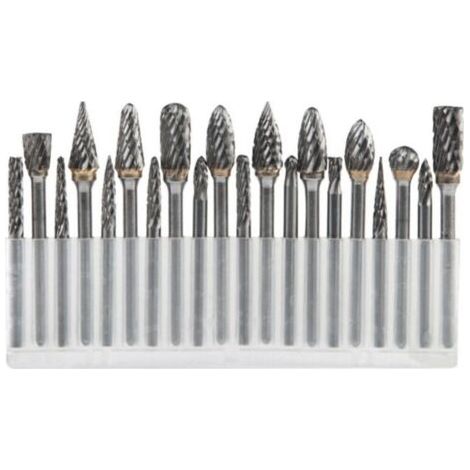 FENOPLASTICALot de 20 points de meulage rotatifs en carbure de tungstène pour le perçage et le polissage des métaux - 3 x 3 + 3 x 6 points de meulage en acier au tungstène. (1/3)