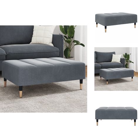 Repose-pied gris foncé 77x55x31 cm velours - Tabouret - Pouf - Repose-pied - Velours - Meuble Salon (1/5)