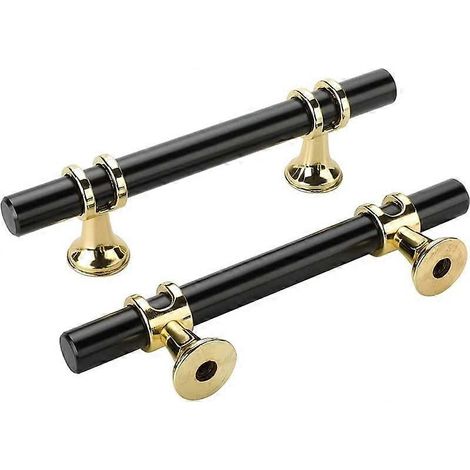 Lot de 10 poignées noires pour meubles de cuisine - Poignées de porte noires mates en alliage de zinc - Entraxe : 96 mm (1/5)