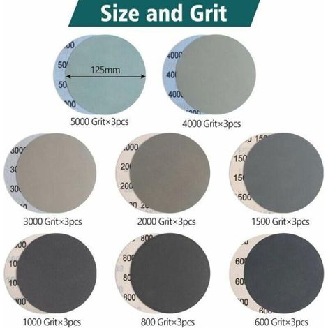 Dischi abrasivi da 125 mm, confezione da 24, grane da 600 a 5000, per uso a secco e a umido - ALTRO (1/4)