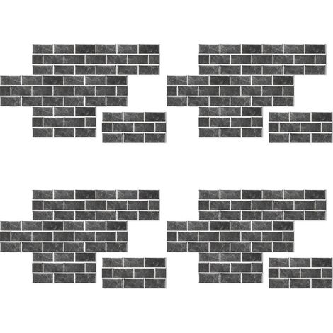 papier peint rétro en imperméable pour mur fond à décoller et coller x 24 pièces 15 cm 30 cm Pvc Noir (1/5)