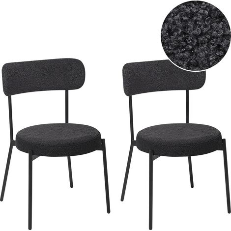Esszimmerstuhl 2er Set ALLISON Bouclé Schwarz