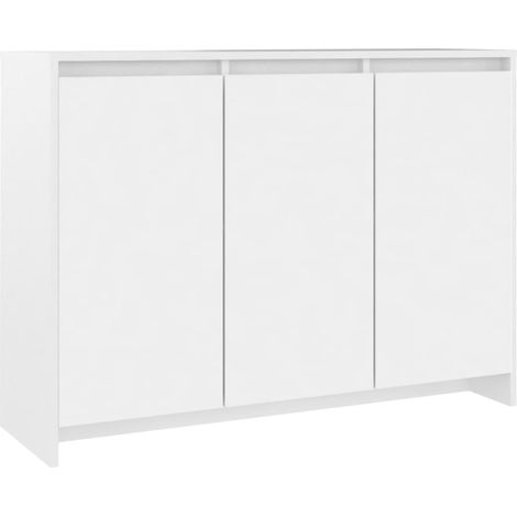 Buffet bahut commode armoire meuble de rangement organisateur cuisine salle de séjour salon 102 x 33 x 75 cm bois d'ingénierie blanc