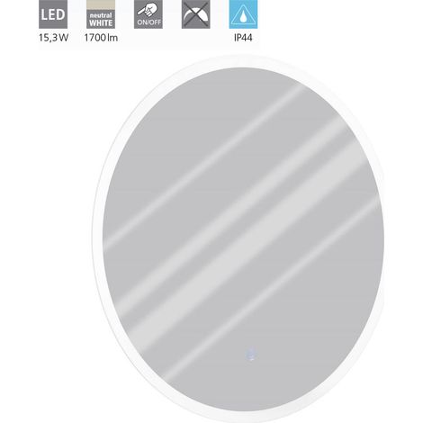 Lampe de salle de bain en miroir Buenavista Silver 3 Ø: 60cm avec interrupteur tactile / désactivé IP44 4000k (1/4)