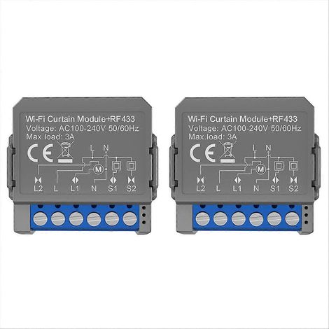 Lot de 2 modules de commande intelligents Tuya WiFi pour rideaux avec télécommande RF433, compatibles avec les moteurs de stores enrouleurs et la maison. (1/5)
