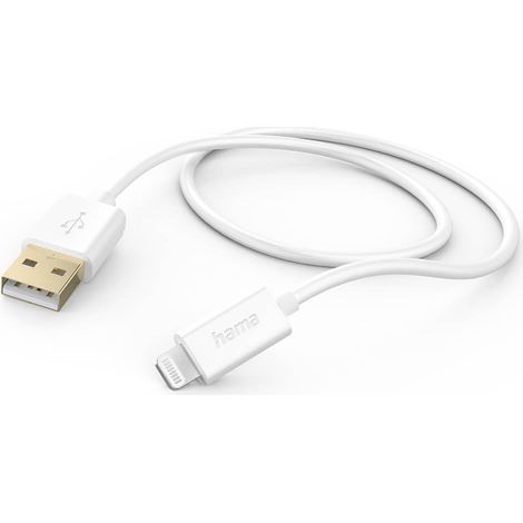 Hama USB-Ladekabel USB 2.0 Apple Lightning Stecker, USB-A Stecker 1.50 m Weiß 00201581