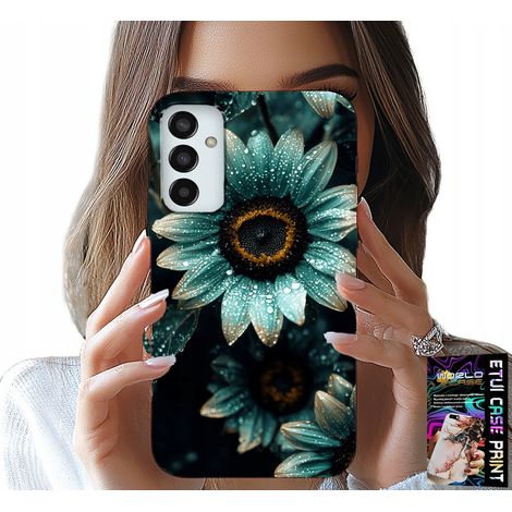 Étui pour Samsung Galaxy M23 - Fleur de gerbera bleue + Feuille métallisée (1/5)