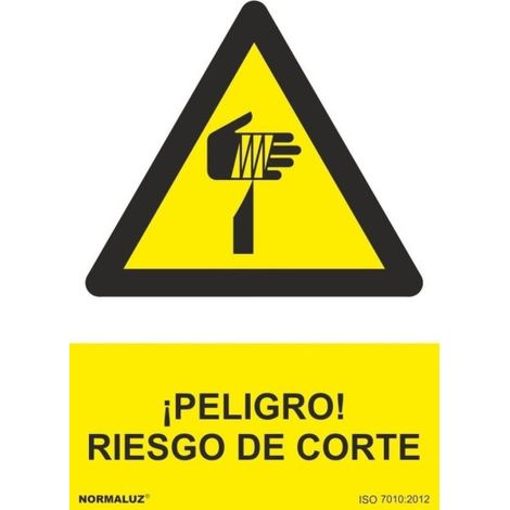 Señal ¡Peligro Riesgo de Corte (tintas UV) SEKURECO                         100 x 150 mm                          ADHESIVOS DE VINILO (1/2)