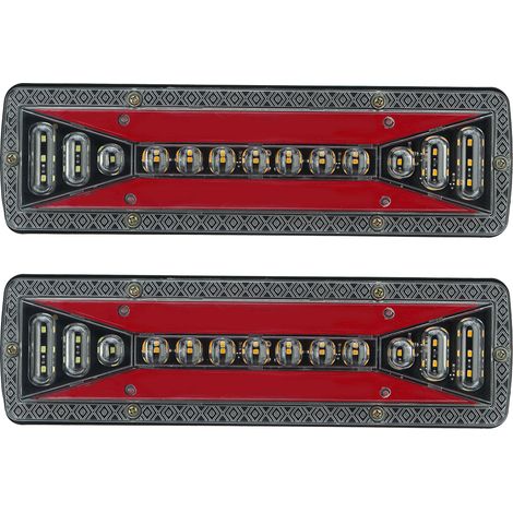 2x 12V 37LED Flowing Rear Tail Light Turn Signal Brake Reverse Lamp For Trailer Truck Lorry (1/5)
